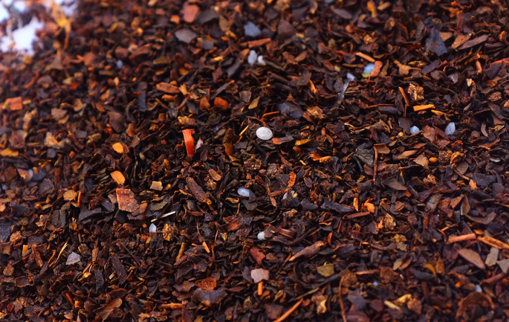 Close-up of the Twinings of London Earl Grey (International Blend) bagged tea leaves