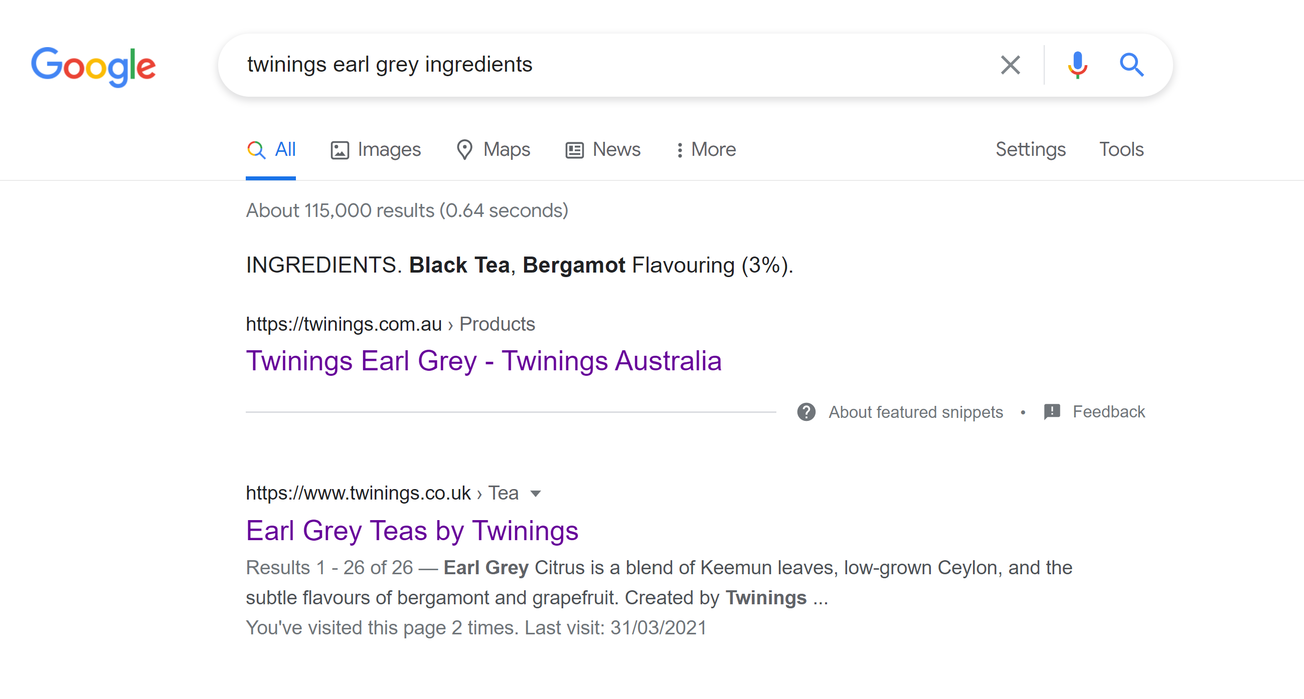 Twinings uses both Keemun and low-grown Ceylon in their Earl Grey tea.
