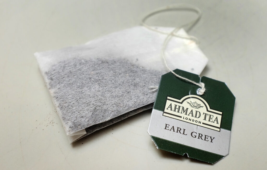 Ahmad Tea Earl Grey tea bag unwrapped