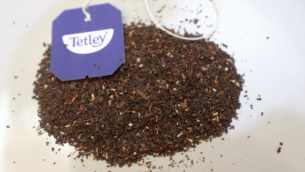 Inside a Tetley Earl Grey tea bag.