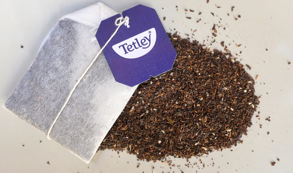 Tetley Earl Grey string and tag tea bag and blend.