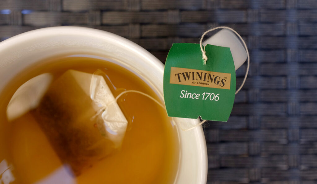 Steeped cup of Twinings Green Tea Earl Grey