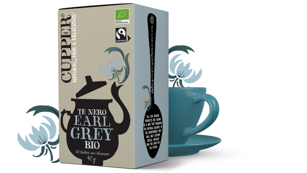 Cupper Tea Earl Grey Packaging for Germany, Italy, and Spain.